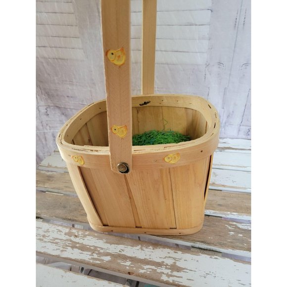 Chicken Easter Bunny basket decor home wooden shab - Picture 4 of 6